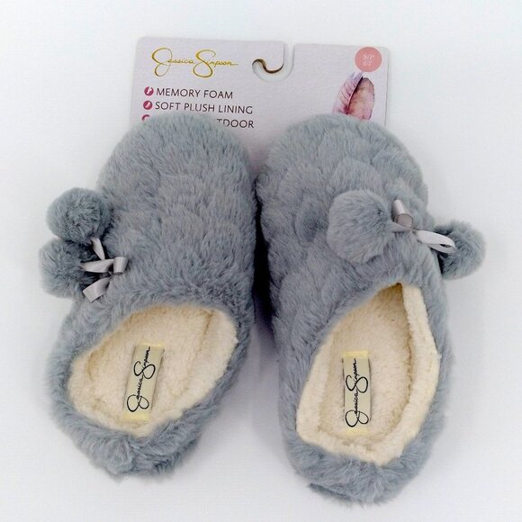 Jessica Simpson Shoes - Jessica Simpson Grey Heart Faux Fur Clog Slipper Size Small